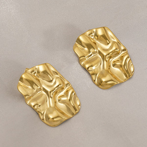 ZOGXIN Wave Stud Earrings 18K Gold Plated Stainless Steel Geometric Party Fashion Jewelry - Product Image 4