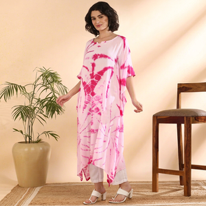 High Quality Designer Rayon Tie-Dye <b>Kaftan</b> <b>Summer</b> Daily Wear Regular Fit Sweetheart neck at Best Price by Supplier - Product Image 1