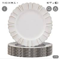 Assiette de présentation de 13 pouces aux couleurs bonbon avec bord doré, en plastique luxueux, pour hôtels et mariages, assiette décorative de dîner, poids unitaire 530g