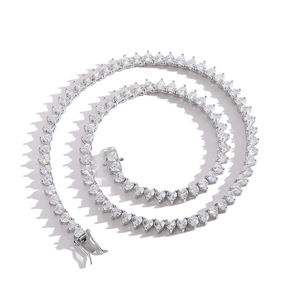 4mm Single Row Zircon Heart Tennis Chain Hip Hop Copper Inlaid Zircon <b>Couple</b> Light Luxury Love <b>Necklace</b> - Product Image 4