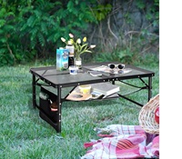 4.4FT Portable Pliable Métal Grill Table Hauteur Réglable Léger Table Extérieure Extension Conseil pour Camping Plage Barbecues