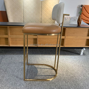 Sgabello da Bar in pelle di lusso moderno con semplice <span class=keywords><strong>schienale</strong></span> <span class=keywords><strong>alto</strong></span> leggero <span class=keywords><strong>sedia</strong></span> in ferro per la casa tavolo da soggiorno camera da letto - Product Image 2