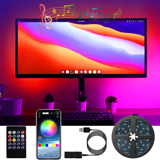 LED Backlight TV LED Strip 5V USB APP Remote Control 16 Million RGB Color Changing Music Rhythm Waterproof LED TV Backlight