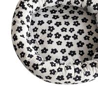 Panier de rangement rond en tissu de coton à motifs floraux pour cosmétiques, bijoux, clés ; Panier de rangement de bureau en tissu rond pour clés