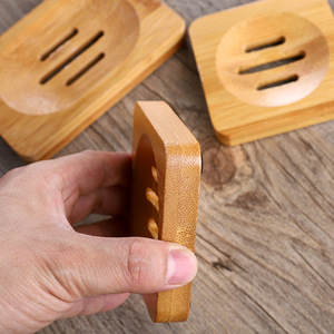 Bamboo <b>Soap</b> Dish Rectangle Solid Wood Draining <b>Soap</b> Holder Japanese Style Bathroom Toilet Use - Product Image 1
