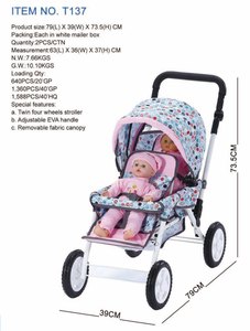 Produits pour bébés Poupée en métal luxueuse <span class=keywords><strong>Landau</strong></span> Poussette pour enfants Pliante Poussette de poupée Poussette Big Buggy - Product Image 3