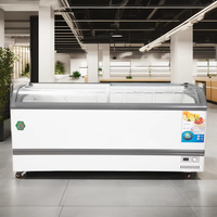 Congélateur horizontal combiné pour supermarché, alimentation électrique, équipement de réfrigération à 2 portes, refroidissement par ventilateur, manuel direct