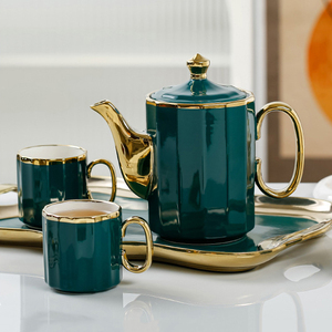 Luxury European Ceramic <b>Tea</b> <b>Sets</b> Gold Handle Teapot and Cup <b>Set</b> for 6 Home Decor Porcelain <b>Tea</b> Pot <b>Set</b> with Tray - Product Image 6