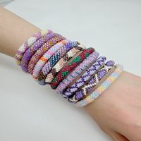 Gelang Tangan Wanita Gaya Cina Buatan Tangan dengan Kristal & Rhinestone, Berpola Bunga Warna Dopamin, dan Anyaman Manik-Manik.