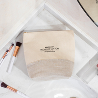 Trousse de Maquillage Naturelle en Coton et Jute Rivta pour Femme avec Fermeture Éclair et Pompons