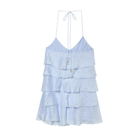 PB&ZA Robe Courte Femme Été 2026 Nouvelle Collection Tendance Plage Douce Superposée Décorative en Polyester Col Halter Robe Vestidos