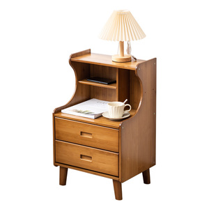 Solid Wood Nightstand With Drawers And <b>Shelves</b> Modern Minimalist Bedroom Storage Cabinet For Master <b>Bedside</b> Use - Product Image 5