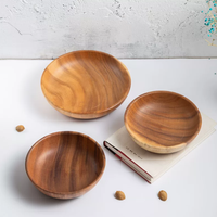 Moderne massief acacia houten schaal borden geheel van één stuk servies salade serveerschaal fruit noten granen ondiepe mond party houten bord