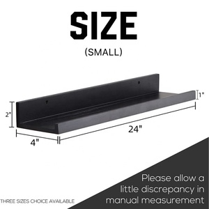 Juego de Dos Estantes Flotantes de Madera Natural Sólida, Muebles de Almacenamiento Suspendidos con Estructura Metálica - Product Image 2