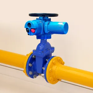 SONGO Double flange on/off electric 6inch gate Valve cast iron class150 class30 380V Multi-turn Motorized Electric Actuator