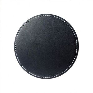 Hot Sale Genuine Leather Promotional Round Shape Tabletop Protection Drinks Whiskey Coffee Cup <b>Coasters</b> for Housewarming Gifts - Product Image 4