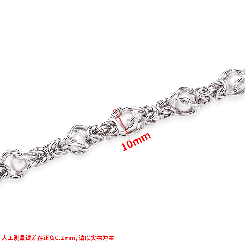 Steel color handmade clip pearl chain 10mm