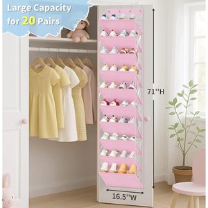 10 Tier Over The Door <b>Shoe</b> Organizer Pink Hanging <b>Storage</b> Rack For Closet Door With Deep Pockets Fit 20 Pairs - Product Image 2