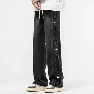 Fashion Loose Wash Side Buckle <b>Drawstring</b> Hip Hop Casual Oversized <b>Jeans</b> for <b>Men</b> and Women - Product Image 1