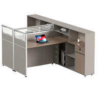 Ventes chaudes Bureau de travail moderne en bois modulaire en forme de L durable Poste de travail 2 places avec cloison pour hôtels et travail informatique