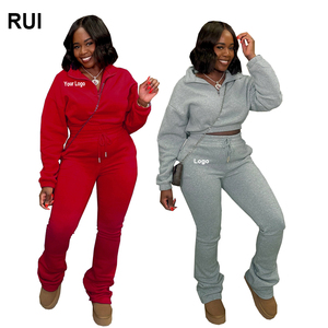 Ruiquwin ชุดวอร์ม2025 2ชิ้นสำหรับผู้หญิงชุดวอร์มแบบสวมศีรษะมีซิป - Product Image 1