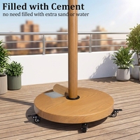 Base de parasol rond populaire avec roues pour extérieur, support décoratif pour piscine et balcon, motif bois, robuste, en béton