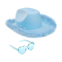 Chapeau de Cowgirl de l'espace rose avec des lunettes de coeur Bandana métallique néon Rave scintillant femmes chapeaux de Cowboy Rodeo Party
