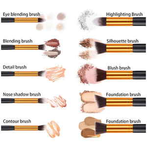 ชุดแปรงแต่งหน้า 10 ชิ้น ขนแปรงสังเคราะห์ ABS สำหรับเดินทาง ใช้ได้กับผลิตภัณฑ์วีแกน สีขาวน้ำตาล ชุดแปรงเครื่องสำอางพกพา - Product Image 2