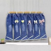 Celana Jeans Anak Perempuan Laki-laki Model Slim Fit Bell Bottom Gaya Korea Pewarnaan Khusus Pinggang Sedang Modis Serbaguna Musim Semi