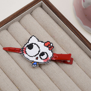 Pince à cheveux chat mignon en cristal, style pixel, pour fille, pince à cheveux pour mèches rebelles, style célébrité internet, style Ins, pince polyvalente pour <span class=keywords><strong>frange</strong></span> latérale, douce - Product Image 3