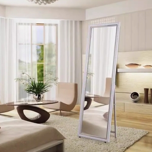 <span class=keywords><strong>Miroir</strong></span> <span class=keywords><strong>sur</strong></span> <span class=keywords><strong>pied</strong></span> vintage à cadre blanc et détails argentés, idéal pour chambre et salon, vente en gros directe usine - Product Image 4