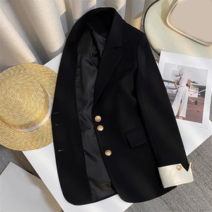 Costume de bureau élégant pour femme avec veste blazer à manches longues, col à revers et boutons, pour le printemps et l'automne, vêtements assortis - Product Image 5