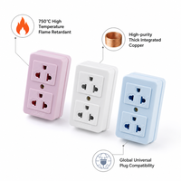 Multiprise mobile durable à trois couleurs et deux prises (220V/110V/125V) pour l'Asie du Sud-Est, Thaïlande