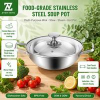 Marmite en acier inoxydable de qualité alimentaire Zhenneng 2,5 L avec couvercle en verre pour cuisinière à gaz et plaque à induction