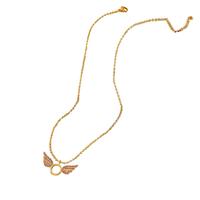 Colgante de Ángel Collar de acero inoxidable 316L con diamantes Cadena de cuentas de oro de 18K Joyería dulce que no se desvanece para mujeres con diamantes