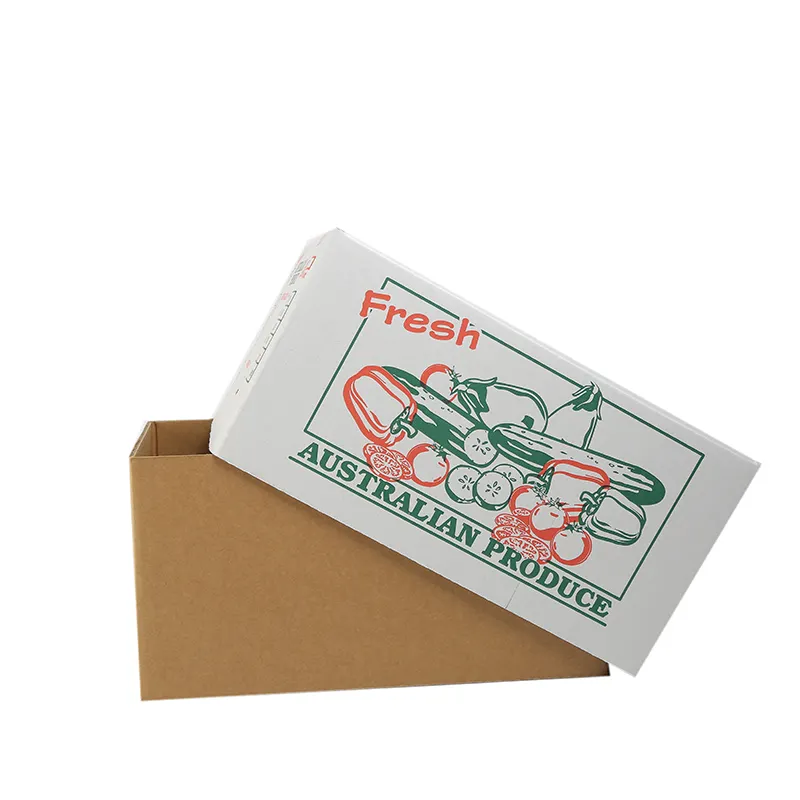 Eco friendly white paper orange tomato cucumber banana carton cardboard packing box fruits packaging