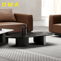 Table basse ronde en marbre massif Table centrale de canapé pour le hall Table en marbre de luxe Café central de forme irrégulière