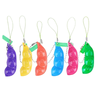 Jouet sensoriel anti-stress en forme de coquille de pois colorée, porte-clés à presser, lot de 6, cadeau pour enfants et adultes