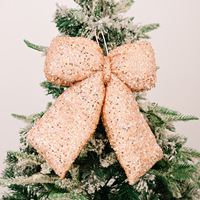 Nœud en tissu velours à sequins 3D personnalisé, écologique et durable, pour emballage cadeau d'anniversaire, d'Halloween, de Noël, pour la maison et l'hôtel - Vente en gros