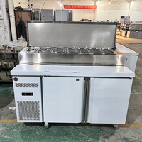 Table de préparation à la pizza en acier inoxydable commercial avec congélateur à sandwich et à salade, refroidissement par air pour hôtels, restaurants, pizzerias