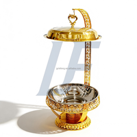 Plat de service de luxe en acier inoxydable doré 8L avec couvercle suspendu, chauffe-plats pour buffet, équipement de restauration pour hôtels et mariages