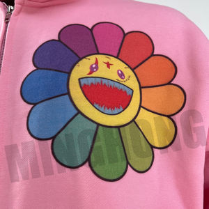 Sweat à capuche zippé à imprimé floral de style de rue lourd personnalisé 100% coton sweat à capuche homme surdimensionné en éponge française - Product Image 3