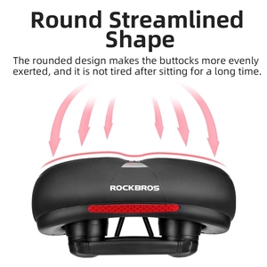 Selle de vélo de route ROCKBROS, surface imperméable en PU, mousse à mémoire de forme douce, antichoc, siège de vélo rond profilé, réfléchissant, selle de <span class=keywords><strong>VTT</strong></span> - Product Image 4
