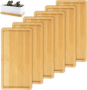 แพ็ค 6 ถาดไม้ไผ่ขนาดเล็ก, ถาดไม้ทรงสี่เหลี่ยม, ถาดไม้ขนาดเล็ก, <span class=keywords><strong>ของ</strong></span>ตกแต่ง, ถาดไม้ไผ่, ขนาดเล็กสำหรับขนมปัง, <span class=keywords><strong>ของ</strong></span>หวาน - Product Image 1