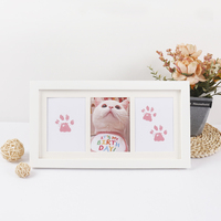 Cadre photo commémoratif pour empreintes de pattes d'animaux, empreintes de chiens et de chats, cadeau personnalisé DIY, tampon gratuit, bois imperméable
