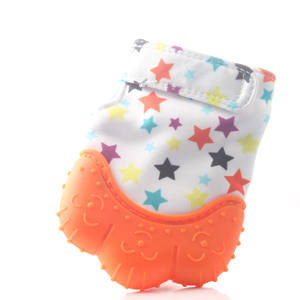 Grosir bebas BPA silikon bintang cetak aman gigitan bayi mencegah makan tangan mainan permen karet sarung tangan Teether - Product Image 4