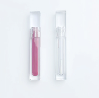 Tube de brillant à lèvres vide en PETG de 3,5 ml, carré, à paroi épaisse, avec bouchon à vis, design de luxe, sérigraphie, pour rouge à lèvres liquide