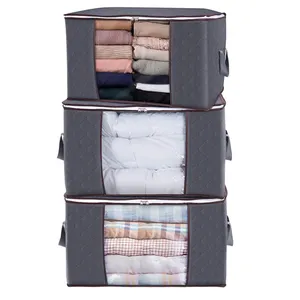Bolsa de almacenamiento plegable para ropa y colchas, caja de almacenamiento no tejida a prueba de humedad y polvo, embalaje móvil