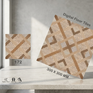 กระเบื้องปูพื้นเซรามิกดิจิตอลเคลือบเงา ขนาด 12x12 นิ้ว สีแดง ยี่ห้อวิสตาร์ ดีไซน์สีทองแบบด้านและเงา - Product Image 6
