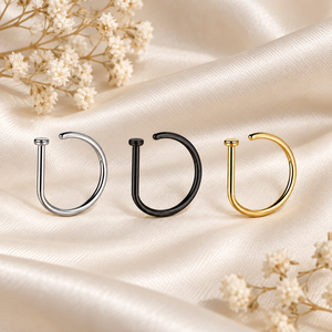 Anillo de Nariz en Forma de D para Hombres y Mujeres, Diseño Simple para Perforación, Accesorio de Uso Diario - Product Image 4
